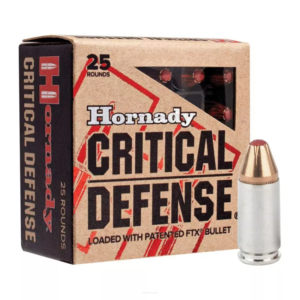 Am. Kul. Hornady Critical Defense - 9x19 7,5 g / 115 gr FTX - Opk. 25 szt.