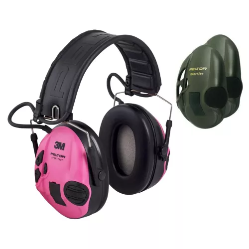 3M - Słuchawki aktywne Peltor SportTac - Zielone/Różowy