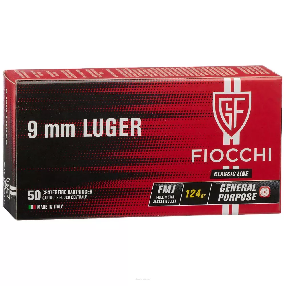 Am. Kul. Fiocchi - 9x19 8 g / 124 gr FMJ - Opk. 50 szt.