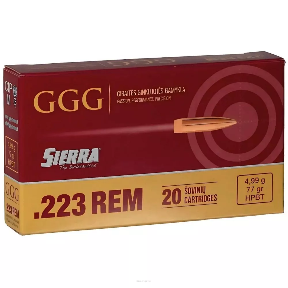Am. Kul. GGG Sierra - .223 Rem 77gr HPBT Sierra - Opk. 20 szt.