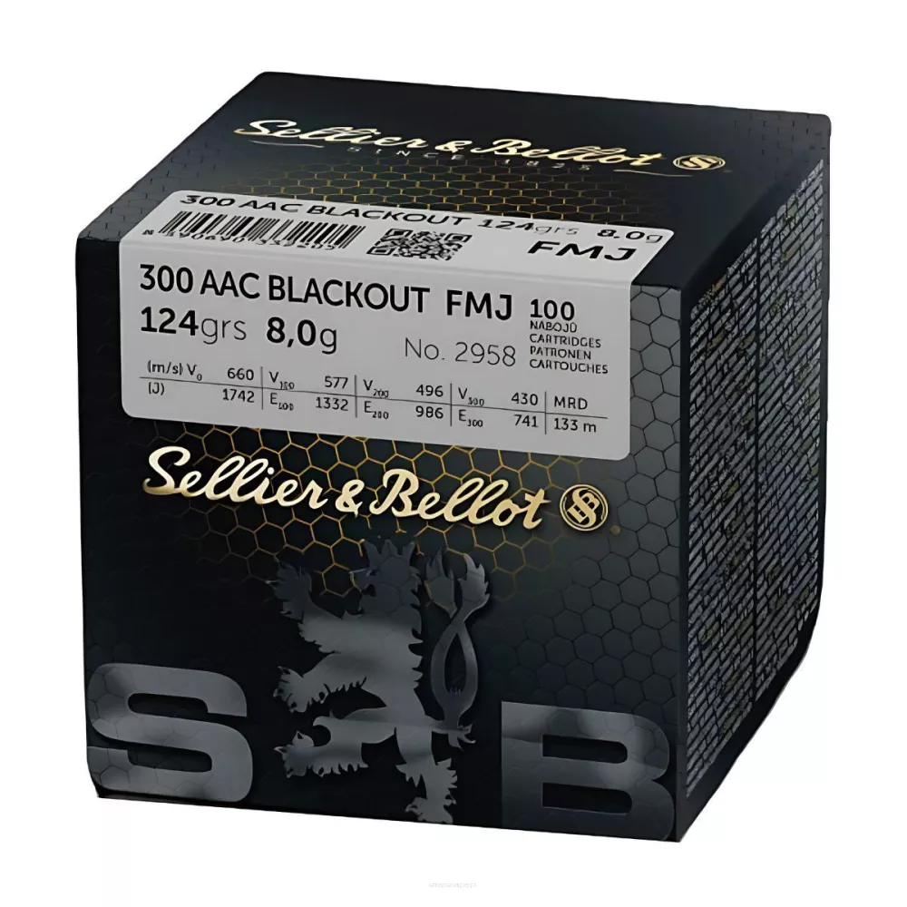Am. Kul. Sellier&Bellot - .300 AAC Blackout 8g FMJ - Opk. 20 szt.